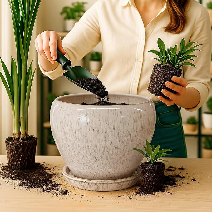 Deep Dream 10 Inch Plant Pot- Ceramic Planter Pot Round Plant Pots - Image 5