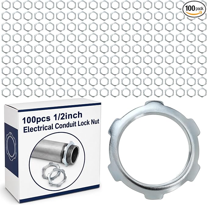 Yaocom 100 Pcs Electrical Conduit Lock Nut Rigid Lock Nut, 1/2 Inch | by Yaocom
