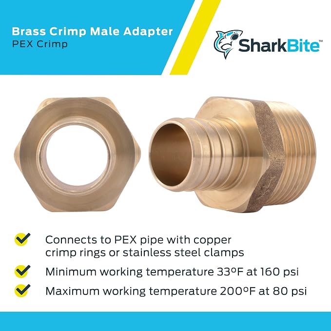 SharkBite 1 Inch Crimp MNPT Male Adapter, Brass Plumbing Fitting, PEX Pipe - Image 4
