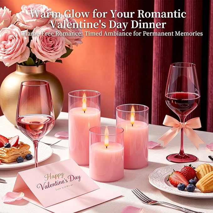 Amagic Pink Glass Flameless LED Candles Battery Operated - Image 4