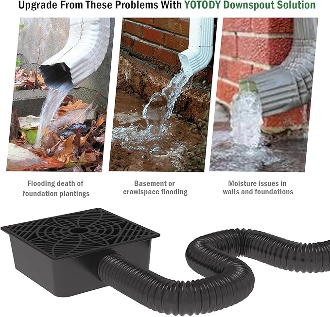 2 Pack Gutter Downspout Extensions, Catch Basin Low Profile Downspout Extender - Image 5