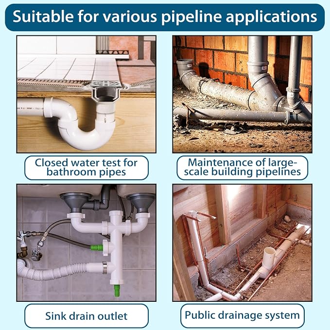 Inflatable Pipe Plug Kit, Air Pump, Deflation Extension Hose, Safety Chain & - Image 4