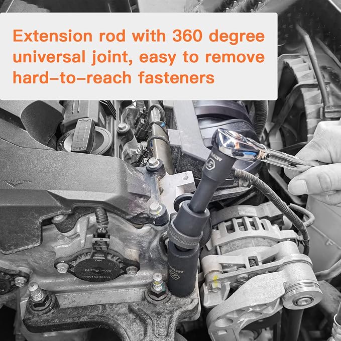 ARTIPOLY 1/2" Drive SAE Deep Impact Socket Set, 19 Piece Cr-V Steel Socket Set - Image 7