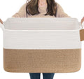 Goodpick 75L Extra Large Woven Rope Blanket Basket, Jute | 22" × 17" × 12" by Goodpick