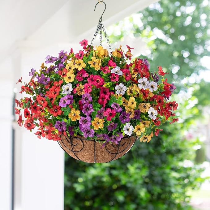Artificial Faux Hanging Plants Flowers Basket - Image 2