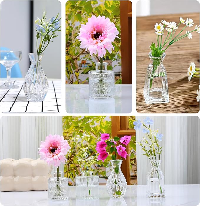 Glass Bud Vases Set of 4, Small Flower Vases - Image 6