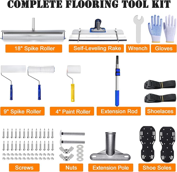 Self Leveling Concrete Tools Kit, 20 Inch Spike Roller, Epoxy Floor Tools | - Image 2