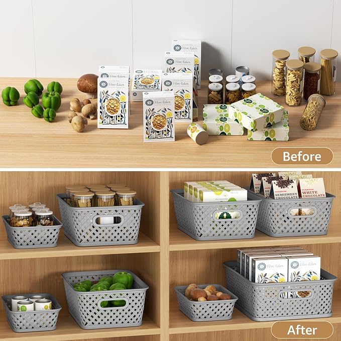 MaxGear 3 Pack Plastic Storage Baskets, Suitable - Image 3