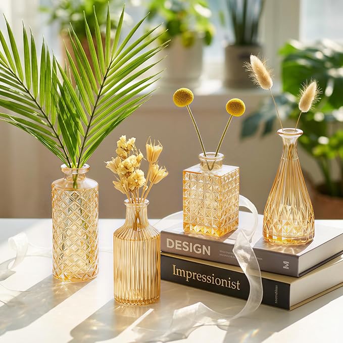 12 Pcs Clear Bud Vases Set, Small Vintage Glass Clear Bud Flower Vases Bulk - Image 3