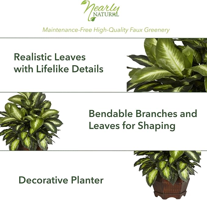 Nearly Natural 24 in Artificial Golden Dieffenbachia Plant - Image 3