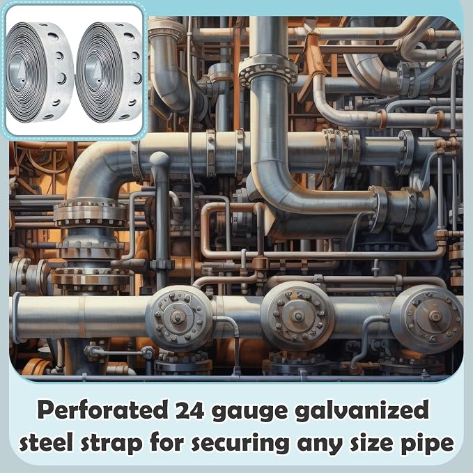 Gisafai 4 Pcs Galvanized Metal Pipe Hanger Strap, 3/4 Inch, 10 ft | Metal - Image 5