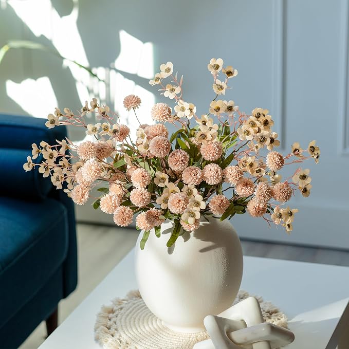 Faux Silk Pompon Mums Artificial Flowers - Image 4
