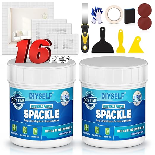DIYSELF 16-Piece Drywall Repair Kit, Self-Adhesive Mesh Patches, Drywall Patch by DIYSELF