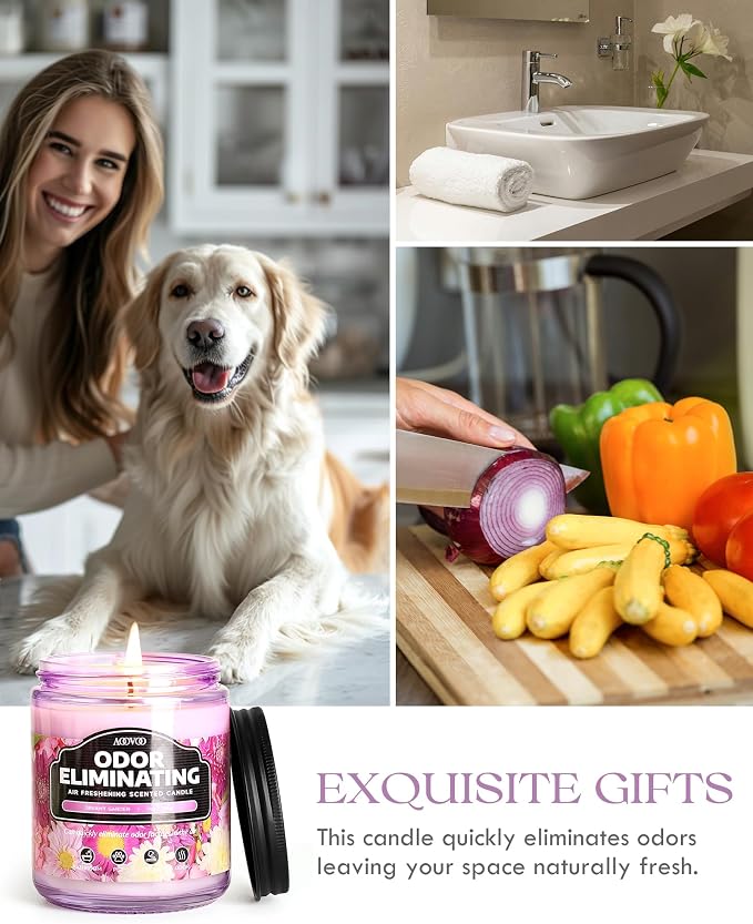 AOOVOO Dreamy Garden 2 Pack Odor Eliminating Candle - 18 oz Soy Candles | - Image 6