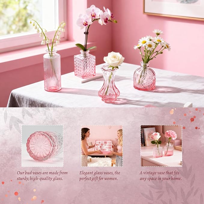 Der Rose 12pcs Glass Bud Vases, secure protective packaging, elegant vintage - Image 4