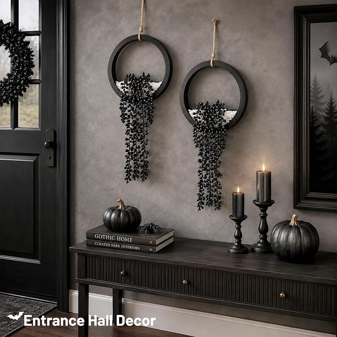 Der Rose 2 Pack Black Artificial Hanging Plants - Image 5