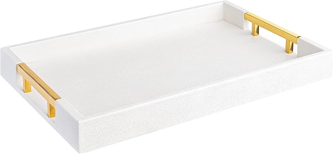 Home Redefined Modern Elegant 17.5"x12" Rectangle Glossy Faux Leather Shagreen by HomeRedefined