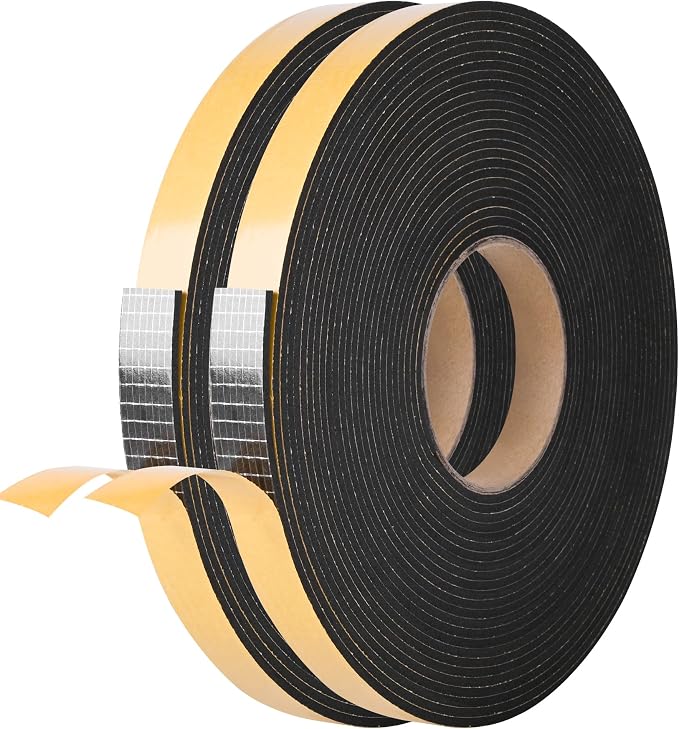 Self Adhesive Foam Tape Weatherstrip 3/4in x 1/8in x 50Ft High Density Foam by Kikerike