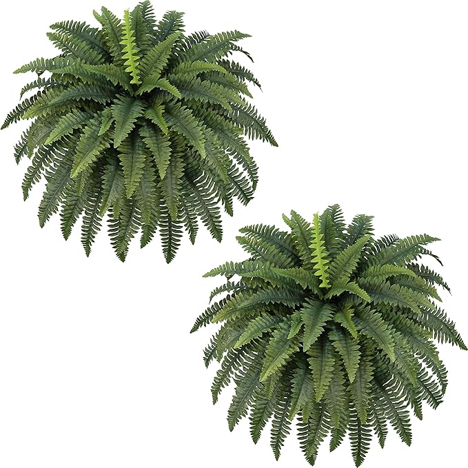 FOREST PRINCE 42" Artificial Boston Ferns, Bush Plants 2 Pack by ForestPrince