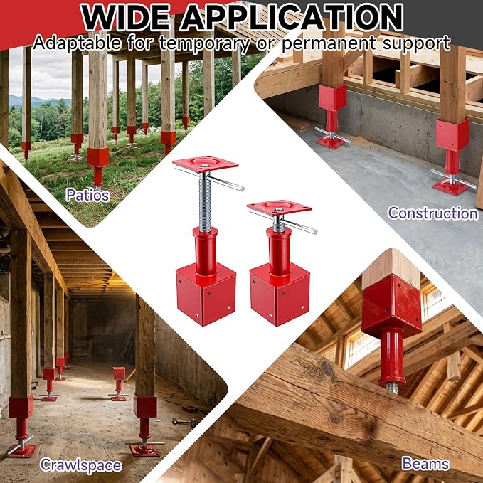 4.5"x4.5" Adjustable Screw Jack Post Floor Support 25000LB Capacity 2 Pack | - Image 6