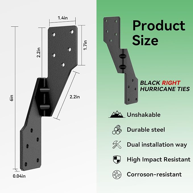 Black Right Hurricane Brackets, Hurricane Ties - Image 7
