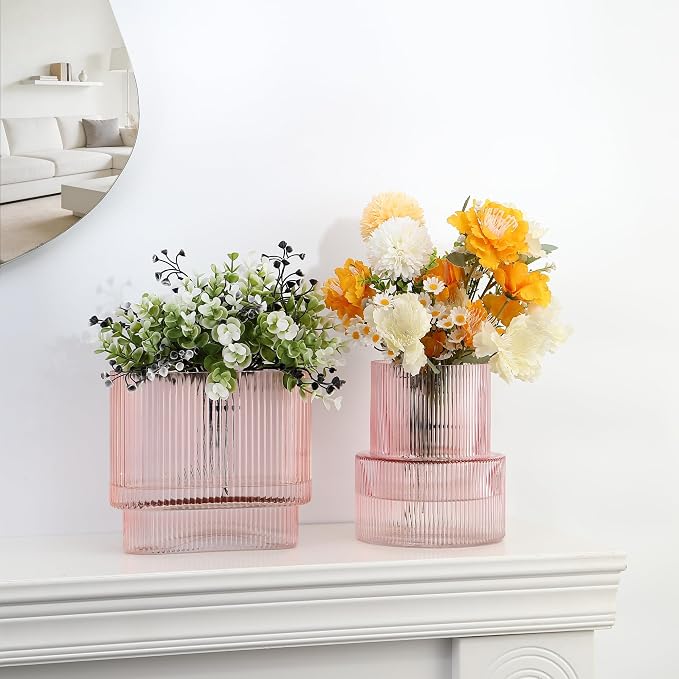Pink Glass Vases, Modern Glass Vase - Image 5