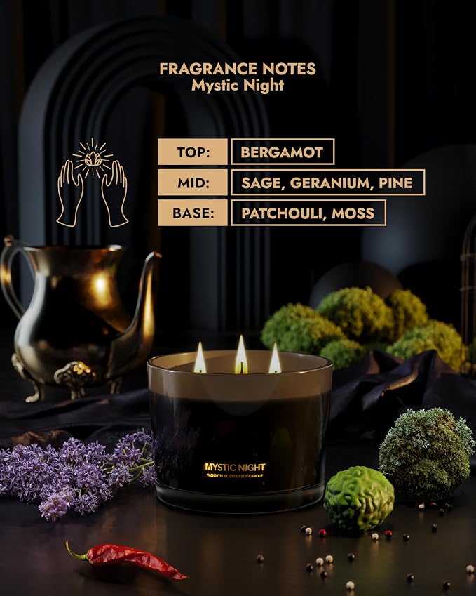 Luxury Black Candle | Large 3-Wick Jar Candle | Up to 40 Hours Burning Time | - Image 3