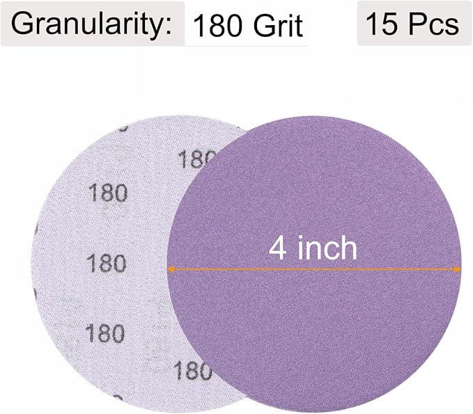 uxcell 15Pcs 4-Inch Purple Sanding Discs 180 Grits Hook and Loop Professional - Image 2