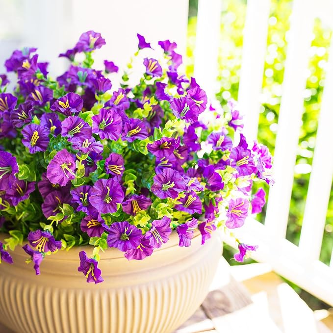 Artificial Flowers for Outdoors Fake Plants Outside Decoration, 12 Bundles Silk - Image 9
