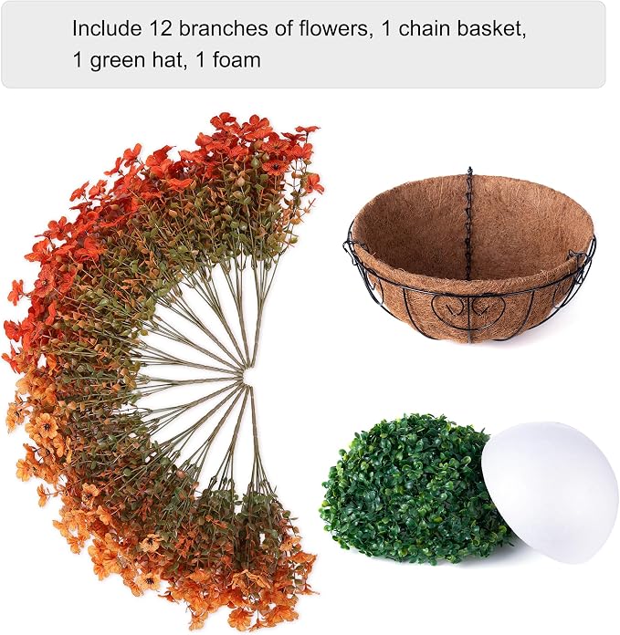 Artificial Flowers with Hanging Basket Planter - Image 3