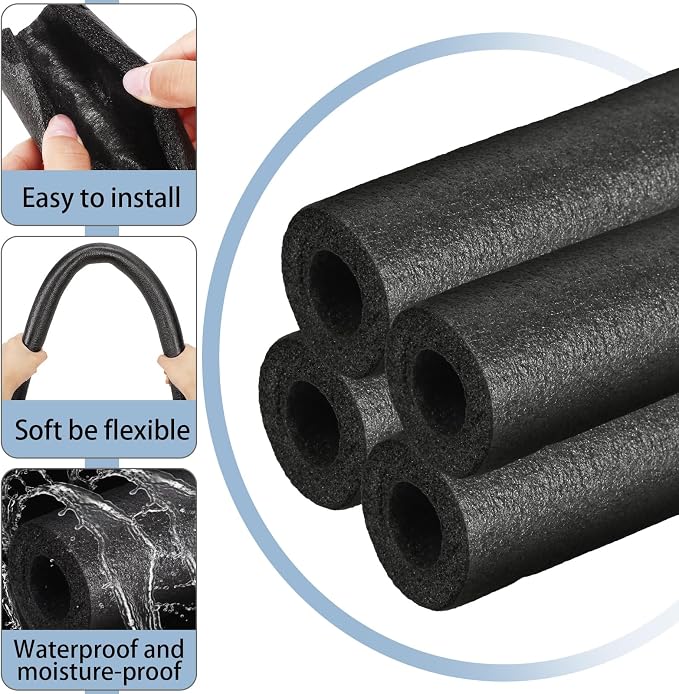 12 Pcs 3.3 Feet Foam Pipe Insulation Foam Tube Insulating Water Pipe Pool Swim - Image 4