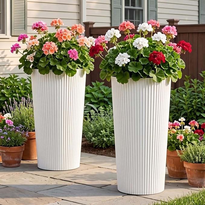 24" Tall Planters for Outdoor Plants Set of 2 by Diyfire