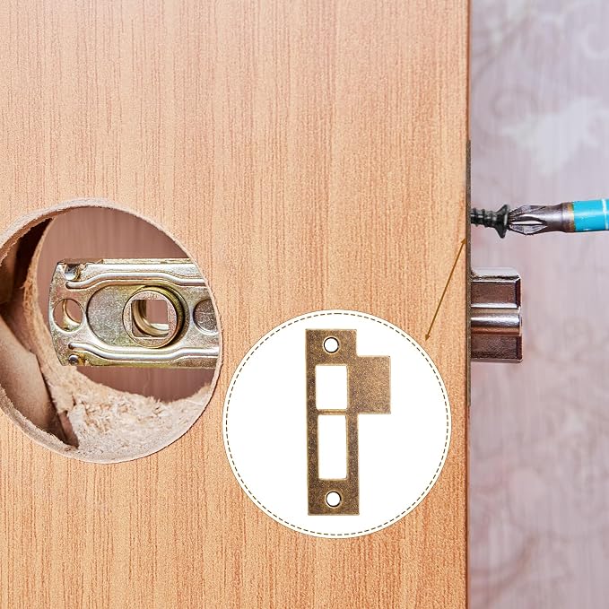 2pcs 3.25inch Antique Brass Door Strike Plate Latch - Image 7
