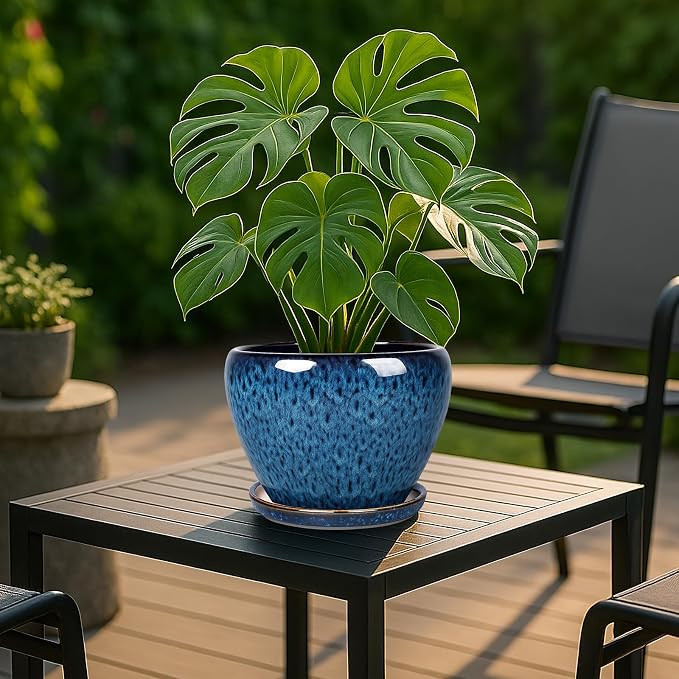 Deep Dream 8 Inch Plant Pots- Ceramic Pots - Image 3
