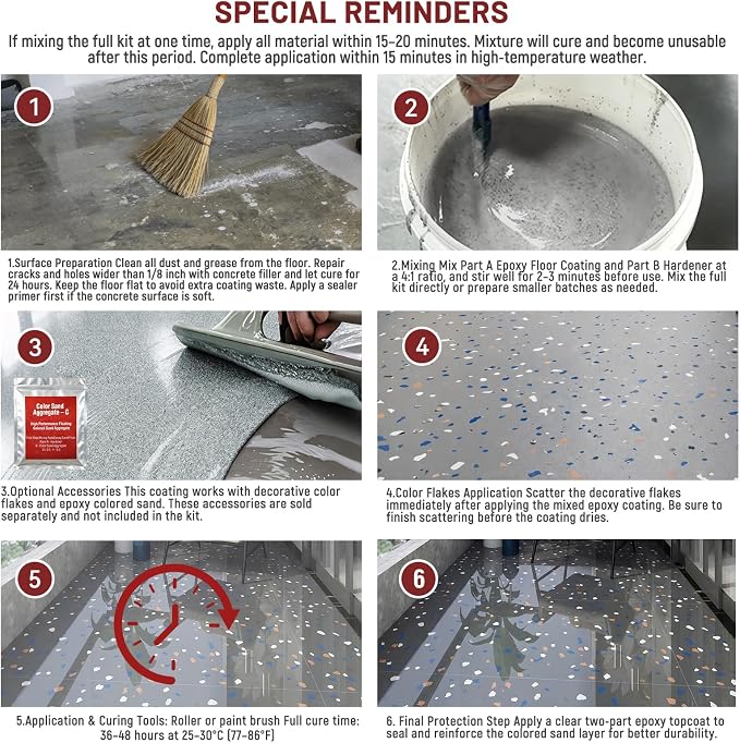 4 Gallon Epoxy Floor Paint kit -100% solids| 6H hardness|20-year durability| - Image 5