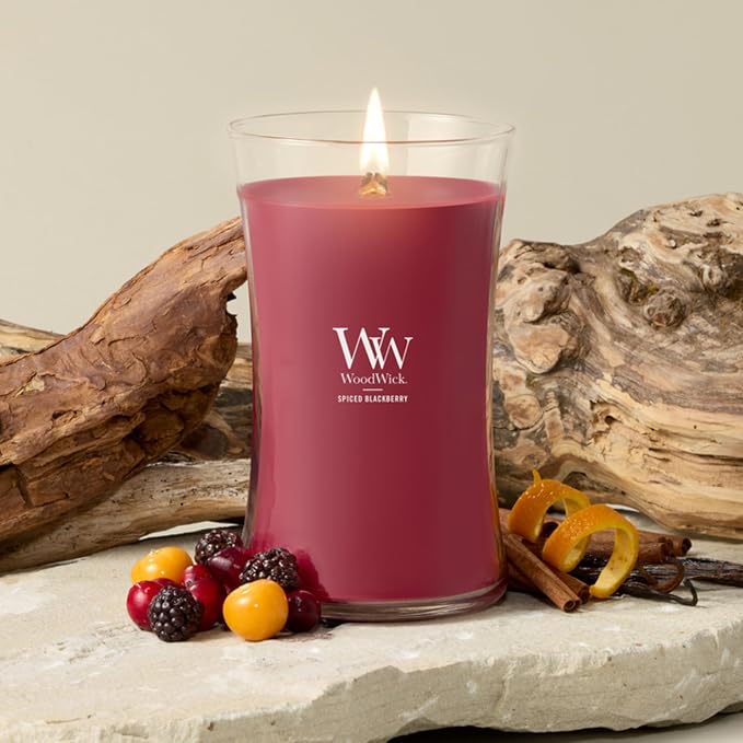 Woodwick Spiced BlackBerry Large Hourglass Candle - Image 2