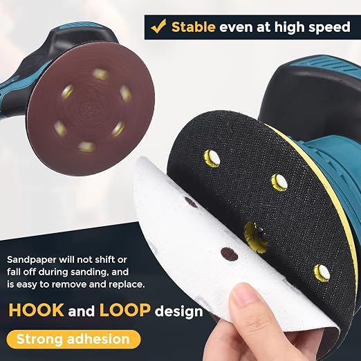HARFINGTON 160Pcs 5Inch Sanding Disc 8 Hole Hook and Loop Sandpaper Red | - Image 3