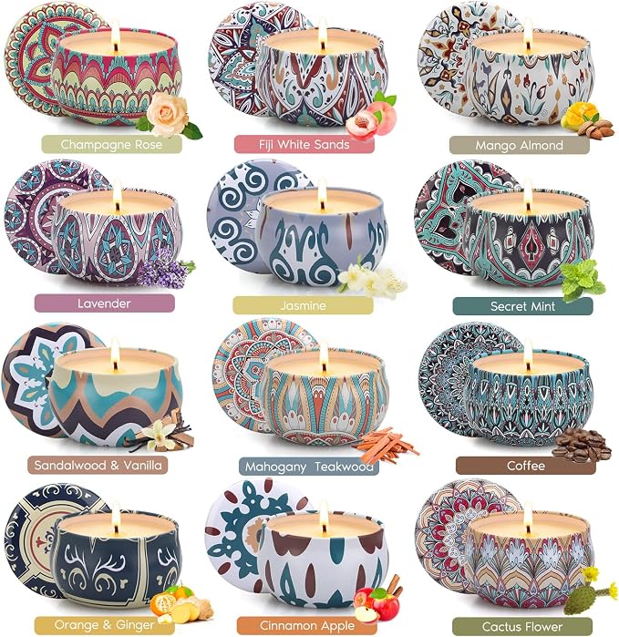 Scented Candles Gift Set, 12 Pack Soy Wax Aromatherapy Candles | 12 Scents - Image 3
