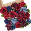 Serwalin Artificial Flowers Burgundy Navy Dahlia Silk Flowers by Serwalin