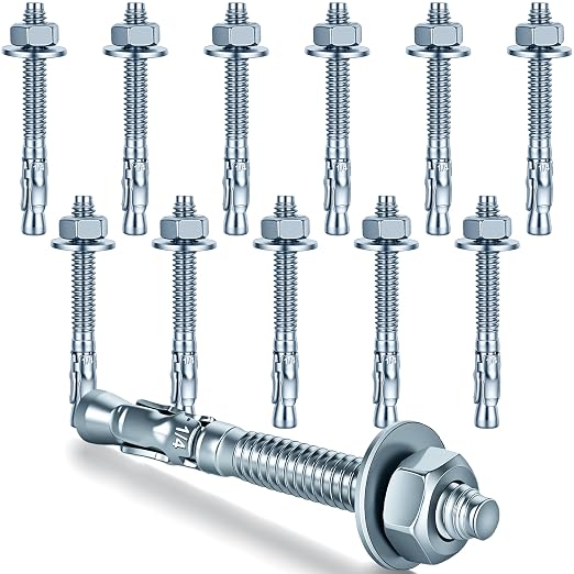 1/4 x 2-1/4 in Wedge Anchors 12 pcs Galvanized Concrete Anchors | Concrete by Unknown