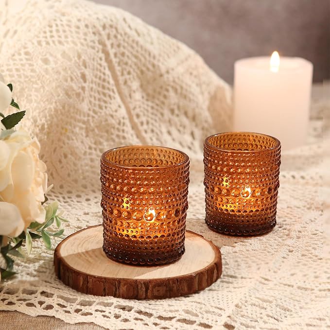 36 Pack Votive Candle Holders, Amber Vintage Candles Holders - Image 7