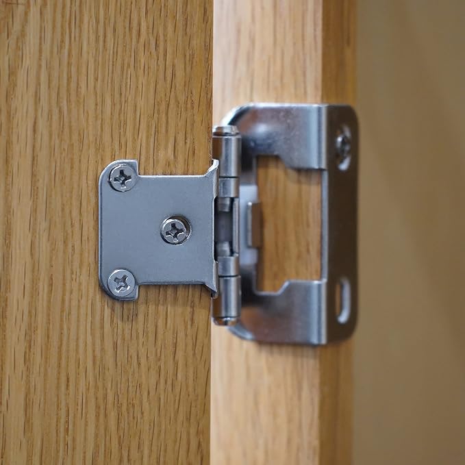 10 Pack 1/2" Overlay Brushed Nickel Cabinet Hinges - Image 9
