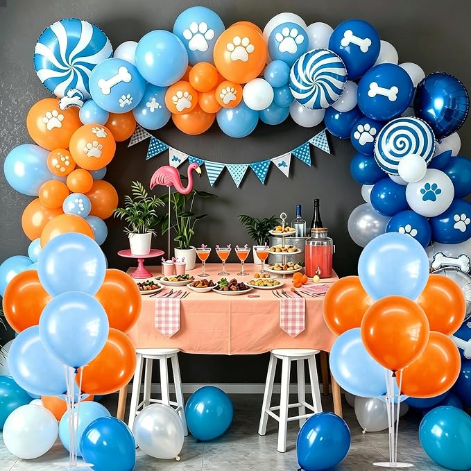 TONIFUL 4 Set Blue and Orange Balloon Stand Balloon Centerpieces - Image 4