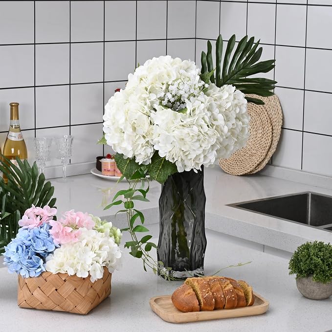 3Pcs 21in Hydrangea Artificial Flowers, Latex Real Touch Hydrangeas Lifelike - Image 9