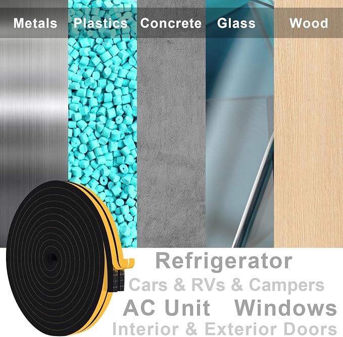 Square Foam Seal Tape, Blocks Drafts & Noise, Strong Adhesive | Seals doors - Image 7