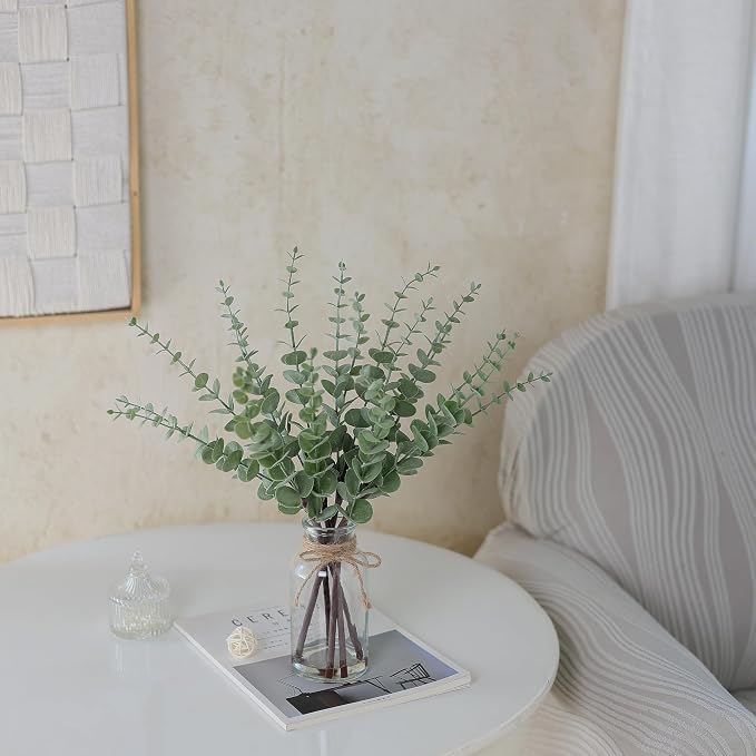 17.5" Artificial Eucalyptus Stems in Glass Vase - Image 8