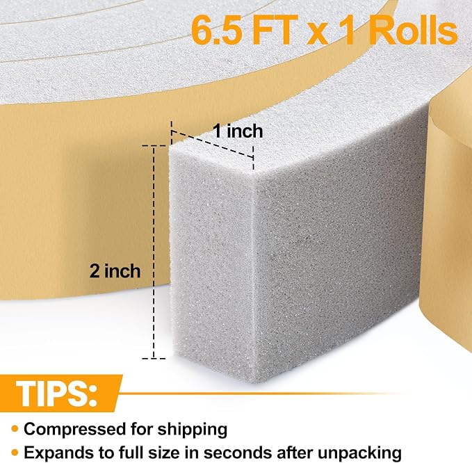 High Density Foam Tape Air Conditioner Window Seal, 2x1 Inch Thick Foam Stripe - Image 2