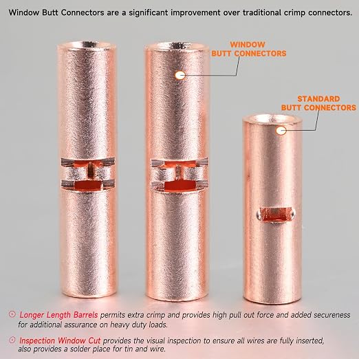 24-18 AWG Wire Splice Kit – 100 PCS 24-18 Gauge Bare Copper Non-Insulated Butt - Image 3