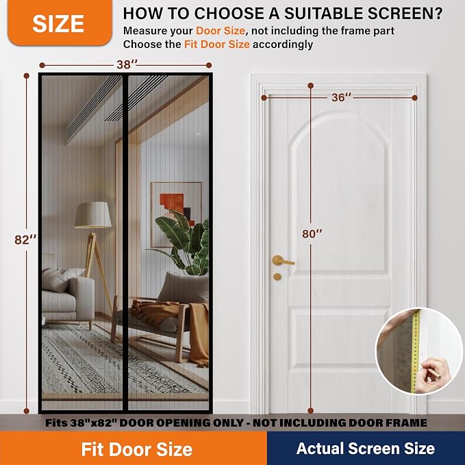 Magnetic Screen Door, Self Sealing Magnets, Easy Install Screen Doors - Image 2