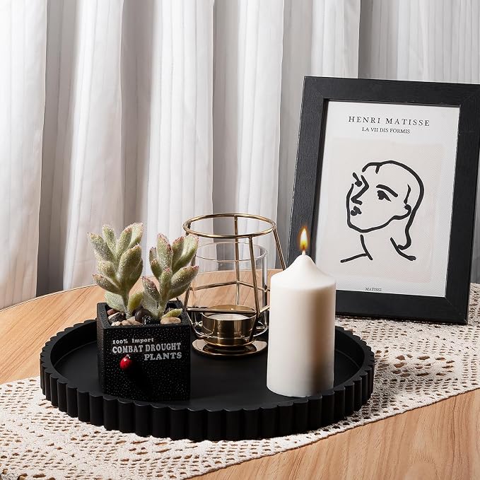 Round Bathroom Tray Perfume Organizer Coffee Table Decor, Heat-Resistant - Image 5